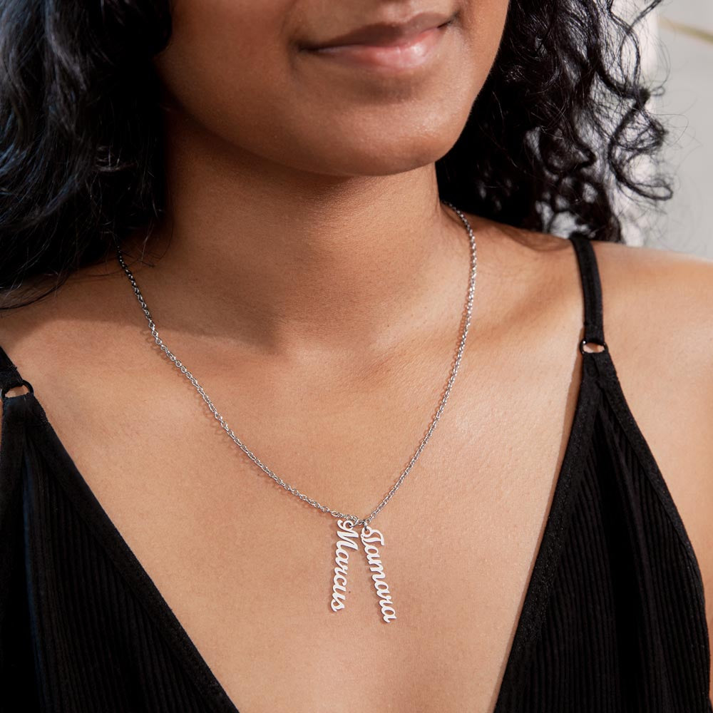 Names Stacked With Love – Multi Vertical Name Necklace