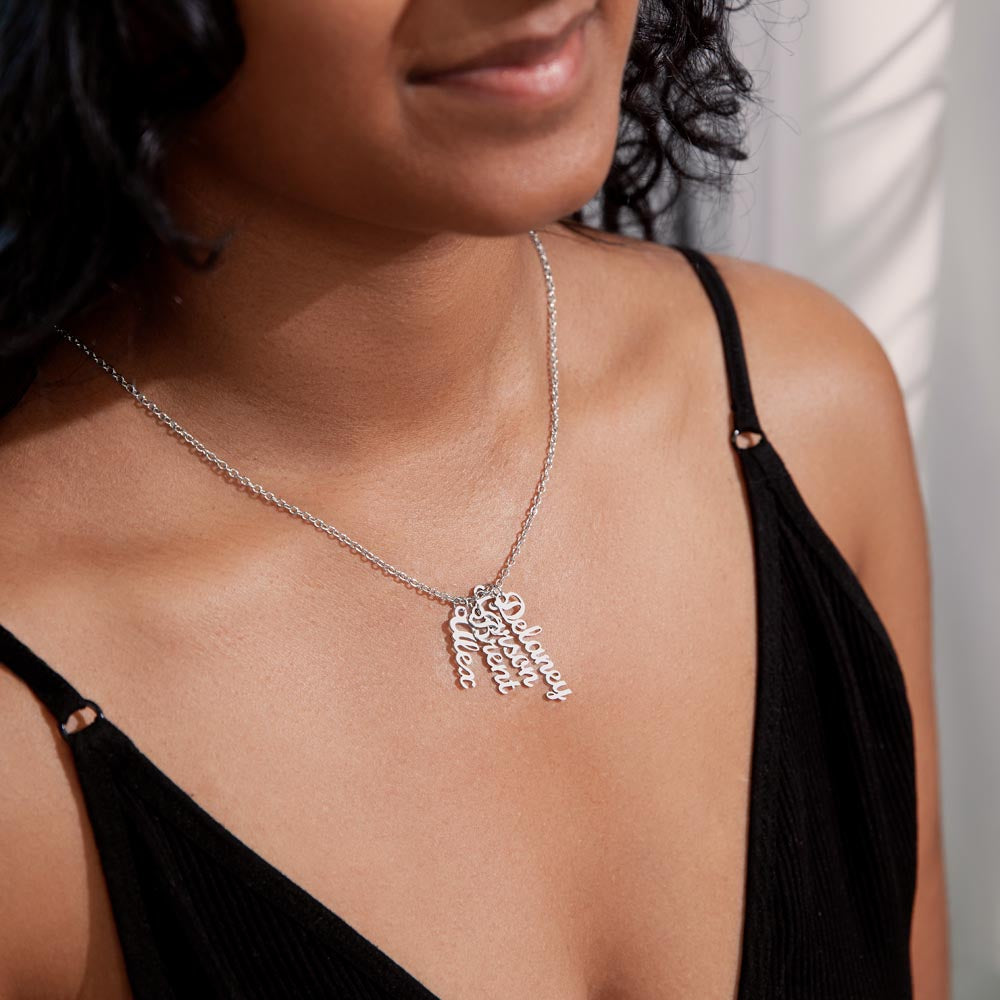 Names Stacked With Love – Multi Vertical Name Necklace