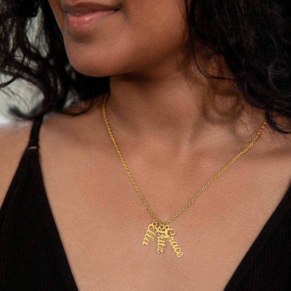 Names Stacked With Love – Multi Vertical Name Necklace