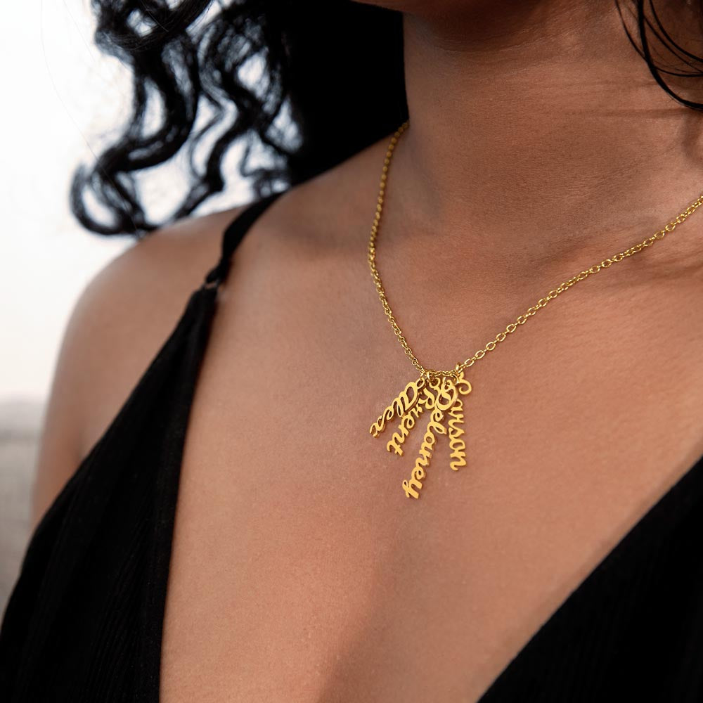 Names Stacked With Love – Multi Vertical Name Necklace