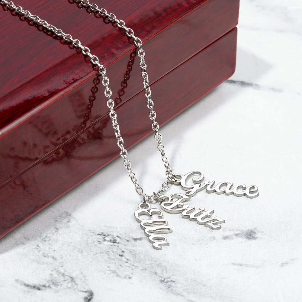 Names Stacked With Love – Multi Vertical Name Necklace