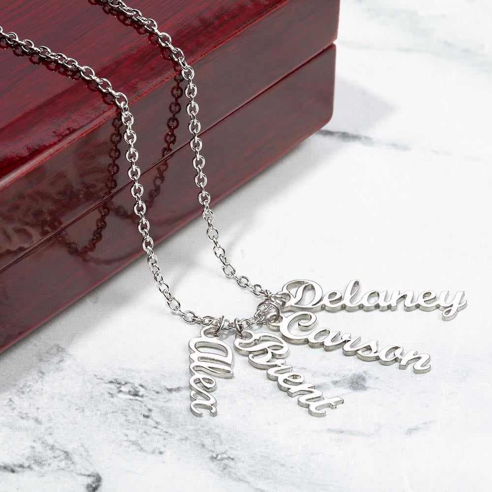 Names Stacked With Love – Multi Vertical Name Necklace
