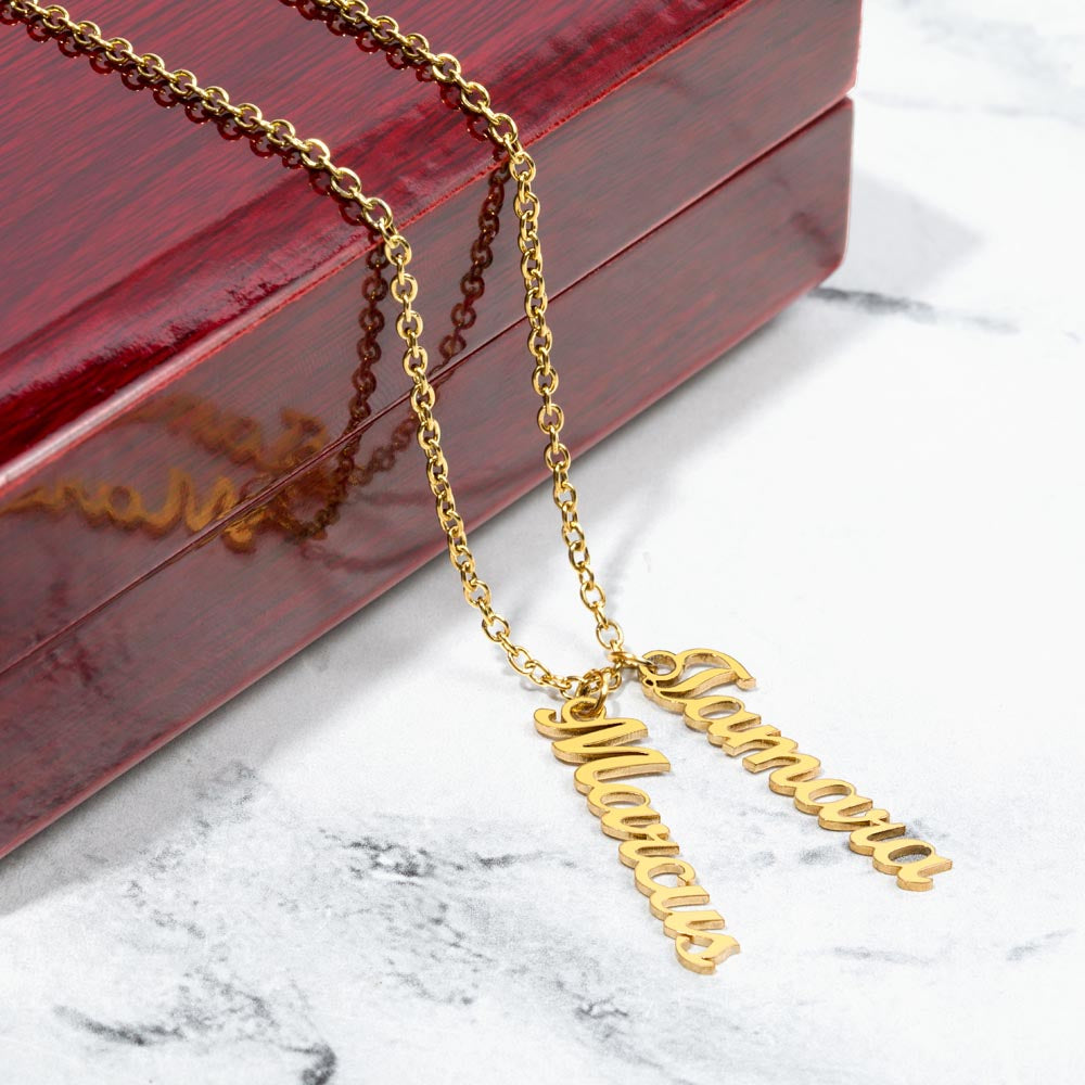 Names Stacked With Love – Multi Vertical Name Necklace