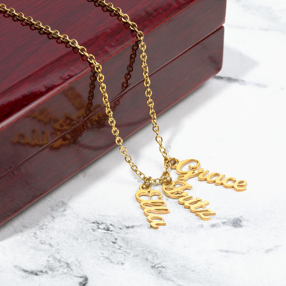 Names Stacked With Love – Multi Vertical Name Necklace