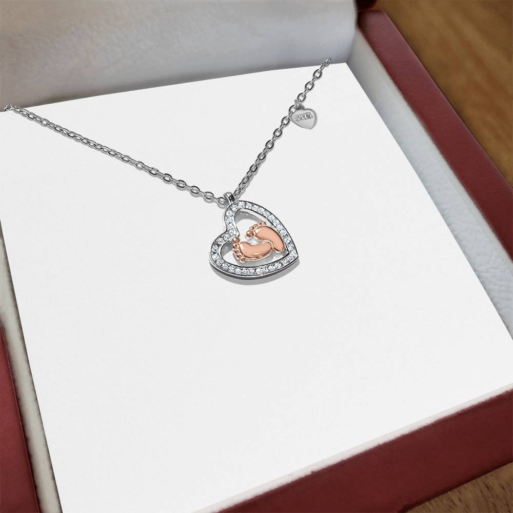 Tiny Toes, Big Love – Personalized Baby Feet Heart Necklace