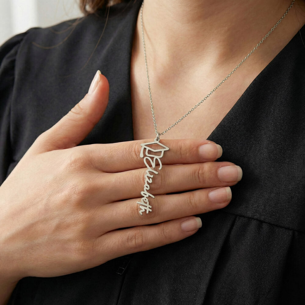 Proud of How Far You've Come – Graduation Cap Name Necklace