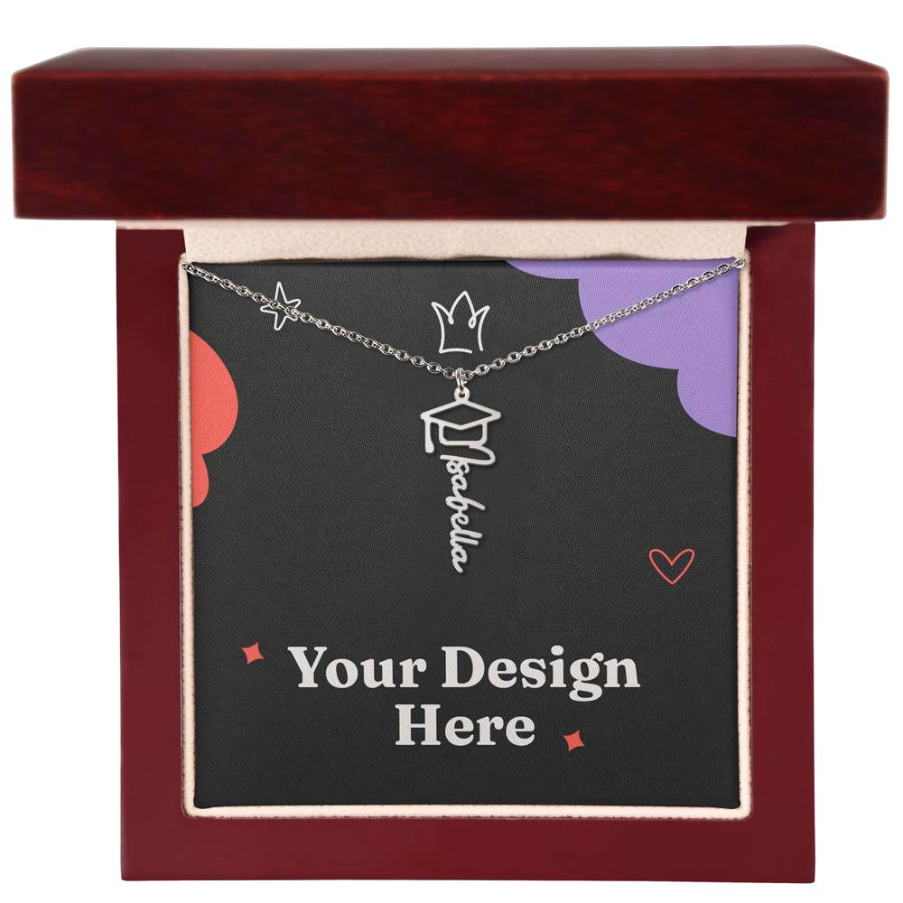 Proud of How Far You've Come – Graduation Cap Name Necklace