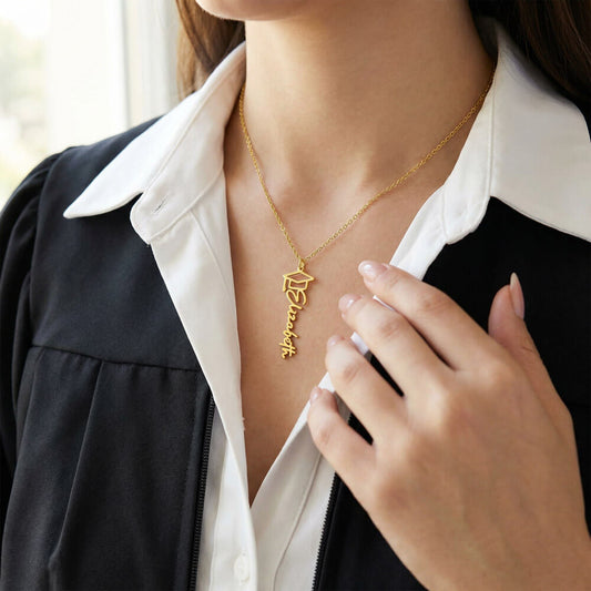 Proud of How Far You've Come – Graduation Cap Name Necklace
