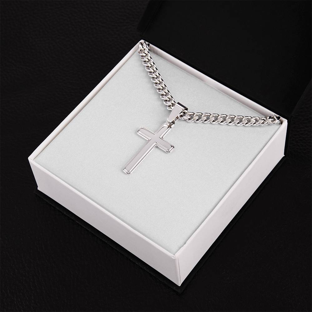 Crossroads of Love – Artisan Cross with Cuban Link