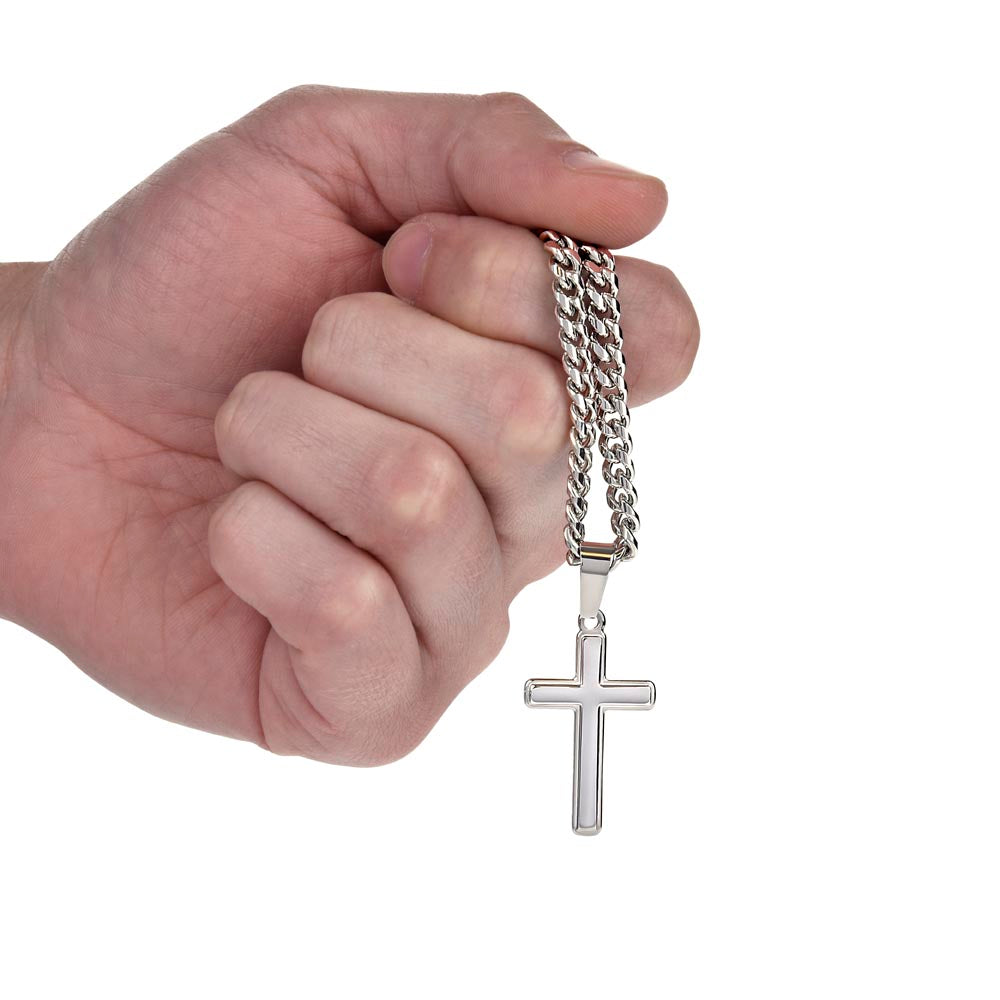 Crossroads of Love – Artisan Cross with Cuban Link