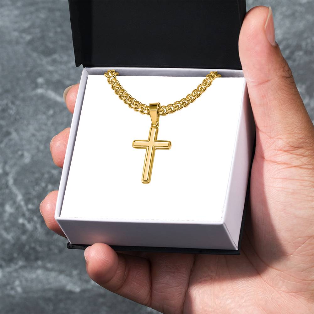 Crossroads of Love – Artisan Cross with Cuban Link