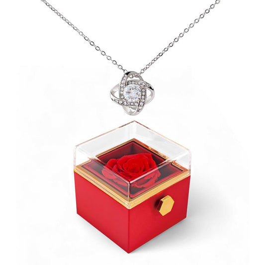 Rose-Wrapped Knot – Love Knot Rotating Rose Box
