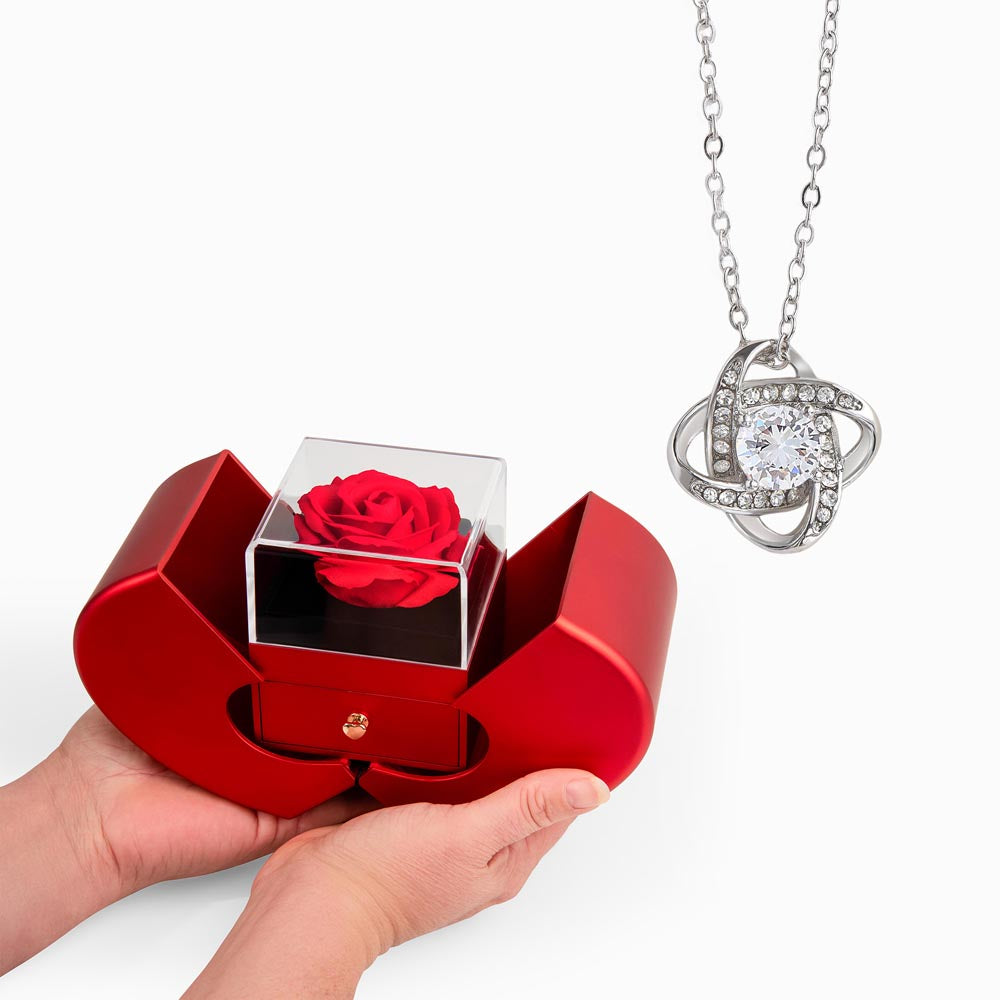 Knotted in Rose Red – Love Knot Red Heart Rose Box