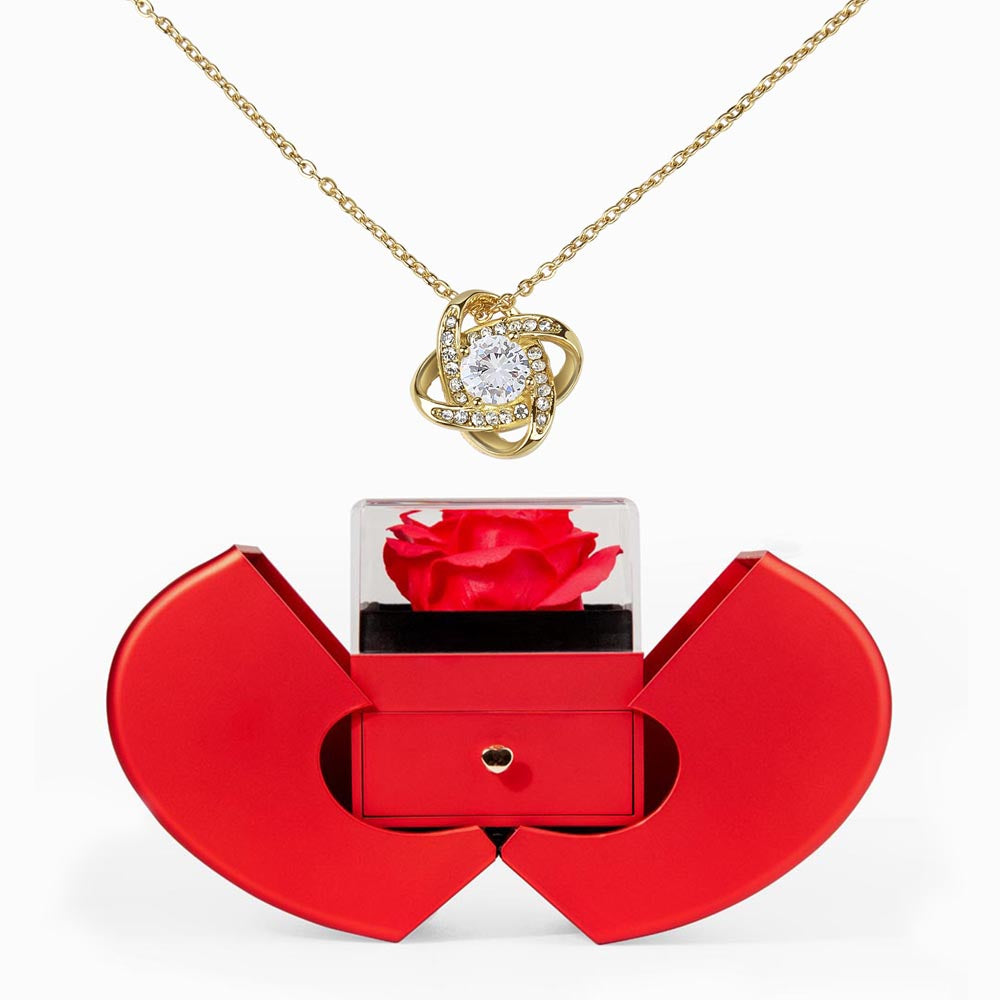 Knotted in Rose Red – Love Knot Red Heart Rose Box