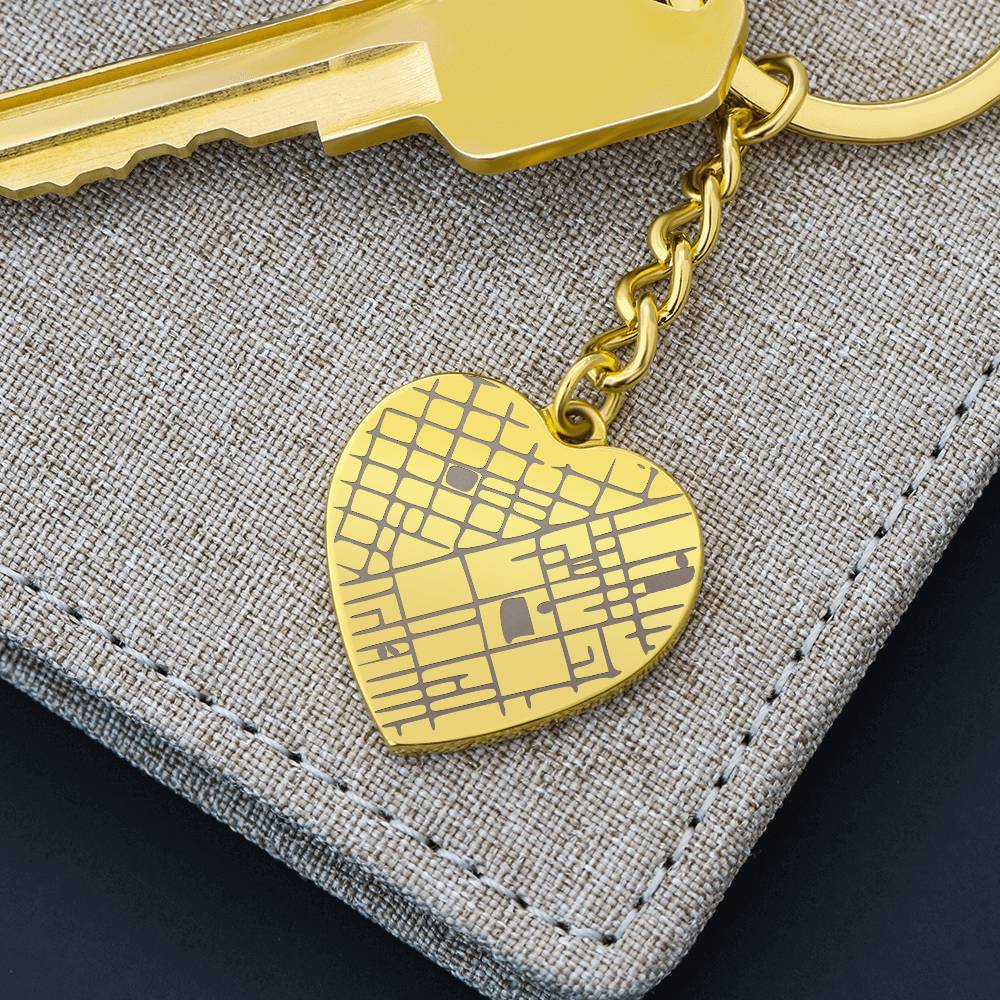 Where We Met Matters – Engraved Heart Keychain with Map