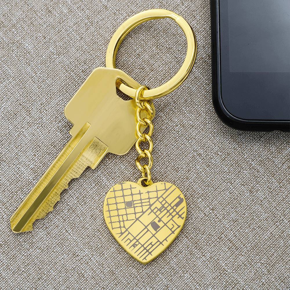 Where We Met Matters – Engraved Heart Keychain with Map