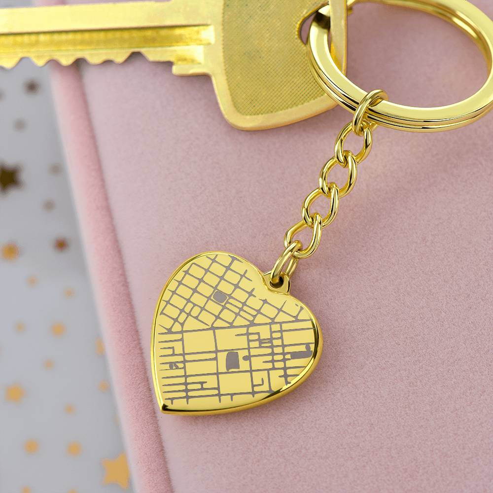 Where We Met Matters – Engraved Heart Keychain with Map