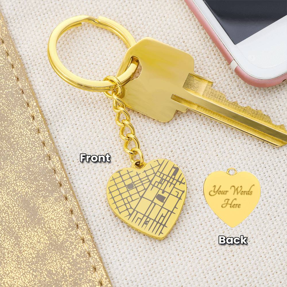Where We Met Matters – Engraved Heart Keychain with Map